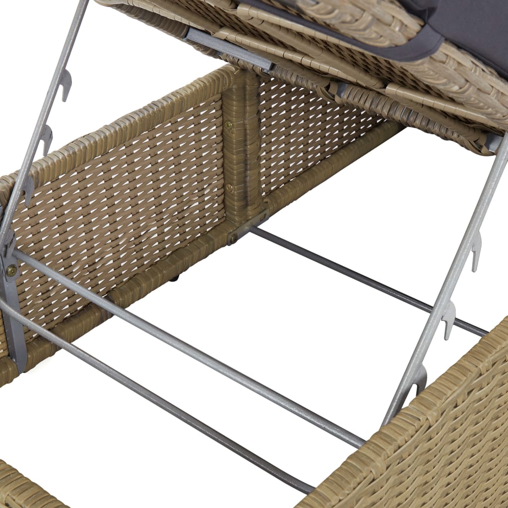 Ligstoel Voor Buiten – Tuinstoel – Relaxstoel – Zonnebed – Balkonstoel – Lichtgewicht PE-Rattan – Afneembaar Wasbaar Kussen