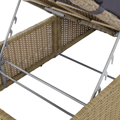 Ligstoel Voor Buiten – Tuinstoel – Relaxstoel – Zonnebed – Balkonstoel – Lichtgewicht PE-Rattan – Afneembaar Wasbaar Kussen