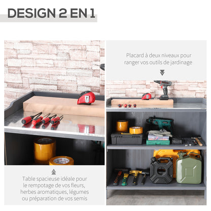 Tuinkast – Opbergkast – Werktafel – Balkonkast – Tuinmeubel – Compact Design – Metalen Werkblad
