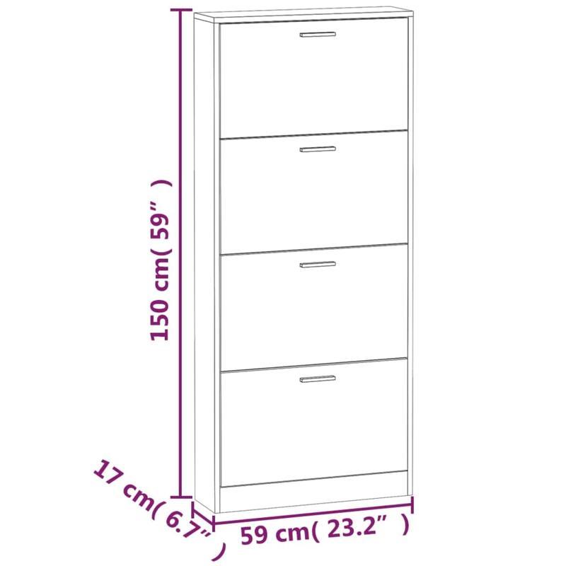 Schoenenkast – Schoenenrek – Schoenopberger – Schoenmeubel – Schoenhouder – Grijs Sonoma – Ruimtebesparend Ontwerp – Houtcomposiet & Hardhout