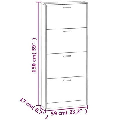 Schoenenkast – Schoenenrek – Schoenopberger – Schoenmeubel – Schoenhouder – Grijs Sonoma – Ruimtebesparend Ontwerp – Houtcomposiet & Hardhout