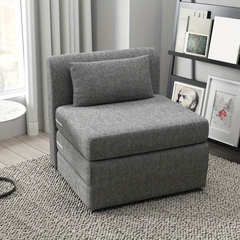 Opvouwbare Slaapstoel – Slaapzetel – Relaxstoel – Slaapfauteuil – Multifunctionele Stoel – 3-Posities Verstelbaar – Stevig Metalen Frame – Grijze Stoffering – Ruimtebesparend Design – Eenvoudige Montage
