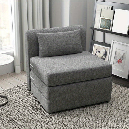 Opvouwbare Slaapstoel – Slaapzetel – Relaxstoel – Slaapfauteuil – Multifunctionele Stoel – 3-Posities Verstelbaar – Stevig Metalen Frame – Grijze Stoffering – Ruimtebesparend Design – Eenvoudige Montage