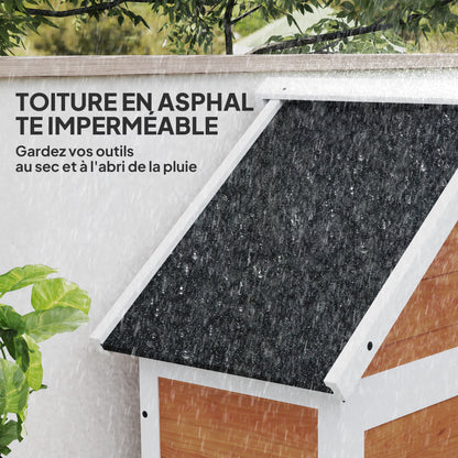 Houten Tuinkast – Tuinkast Opberghuisje – Tuingereedschap Kast – Tuinberging – Natuurlijk Hout – Weerbestendig Asphalt Dak – Verstelbare Planken & Slotbare Deuren