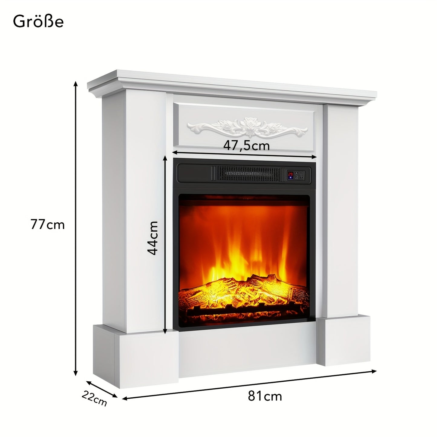 Elektrische Haard – Elektrische Open Haard – Sfeerverwarming – Haardmeubel – TV Meubel – Realistisch Vlameffect – 2000W Verwarming – Wit MDF Met Metaal