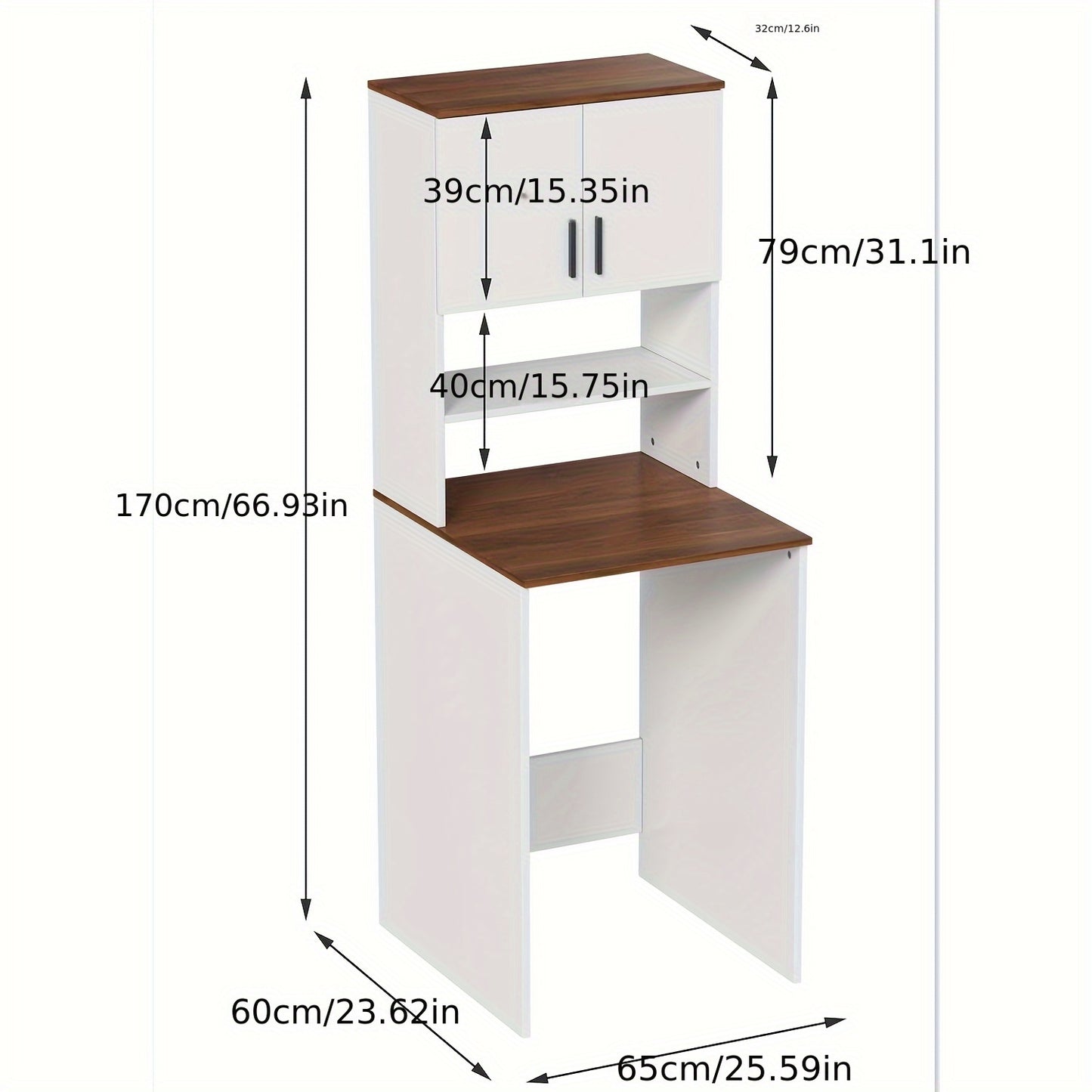 Wasmachinekast – Hoge Kast – Badkamerkast – Opbergkast – Wasmachine Ombouw – Verstelbare Planken – Wit – 65x170x60 cm – Duurzaam Hout & Kunststof