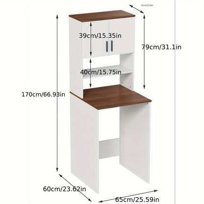 Wasmachinekast – Hoge Kast – Badkamerkast – Opbergkast – Wasmachine Ombouw – Verstelbare Planken – Wit – 65x170x60 cm – Duurzaam Hout & Kunststof