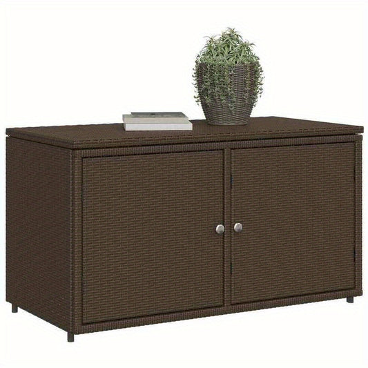 Tuinkast – Tuinkist – Buitenberging – Gereedschapskast – Opbergkast – Weerbestendig Poly Rattan – 110x55x60,5 cm Met Dubbele Deuren