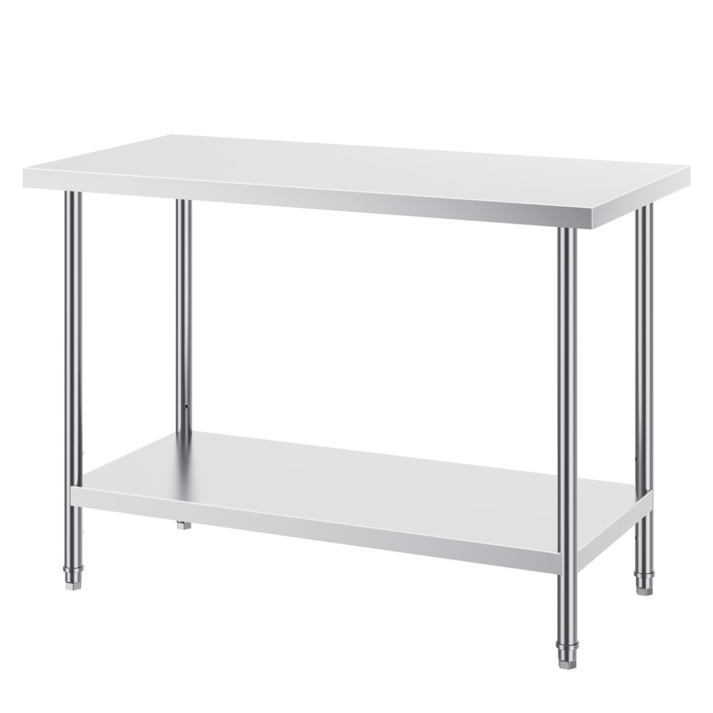 Professionele RVS Werktafel – Werkbank – Keukentafel – Werkbank RVS – RVS Werktafel Horeca – 122x61x86 cm – Verstelbare Legplanken – Roestvrij Staal SUS201