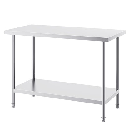 Professionele RVS Werktafel – Werkbank – Keukentafel – Werkbank RVS – RVS Werktafel Horeca – 122x61x86 cm – Verstelbare Legplanken – Roestvrij Staal SUS201