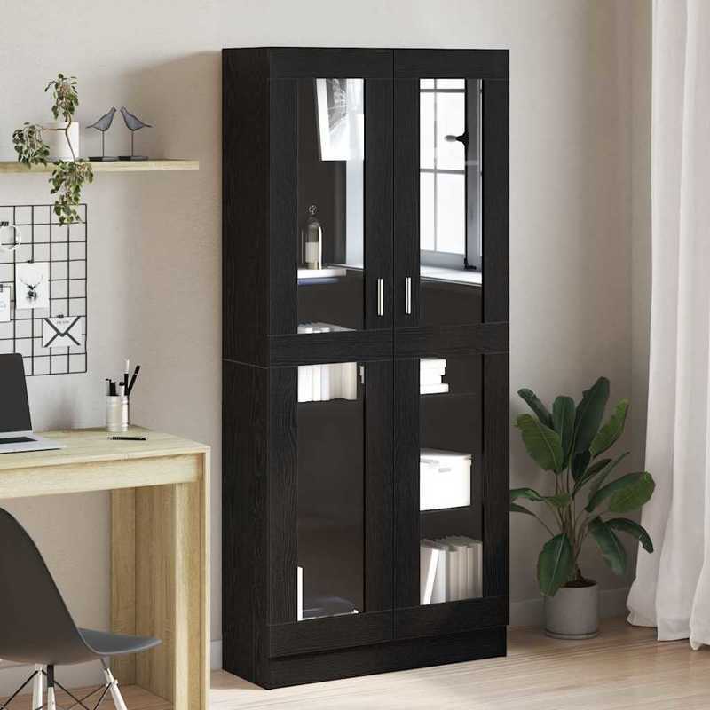 Boekenkast – Boekenrek – Opbergkast – Vakkenkast – Wandkast – Zwart Eikenhout – 82,5x30,5x185 cm – Hoge Draagkracht 999 kg