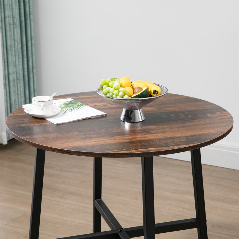 HOMCOM Dining Table | Kitchen Table for 4 People, Living Room Table for Dining Room, Steel Brown, 80 x 80 x 76 cm, Vintage Style, Sled Base