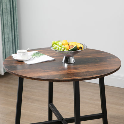 HOMCOM Dining Table | Kitchen Table for 4 People, Living Room Table for Dining Room, Steel Brown, 80 x 80 x 76 cm, Vintage Style, Sled Base