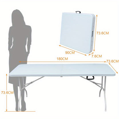 Opvouwbare Tafel – Vouwtafel – Campingtafel – Klaptafel – Werktafel – Verstelbare Hoogte – Stevige IJzeren Constructie – 180 cm – Draagvermogen 135 kg – Wit Retro Design