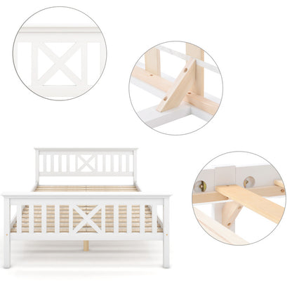 Tweepersoonsbed – Bedframe – Opbergbed – Slaapbank – Ledikant – Massief Dennehout – Vintage Design – 140x200 cm