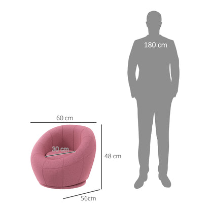 Mini Modern Armchair in Plush with Thick Padding, 60X56X48Cm, Pink