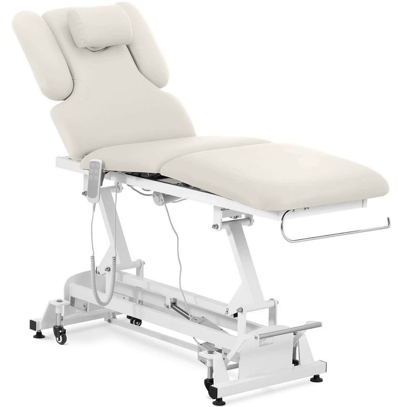 Massagebank – Massagetafel – Behandelbank – Behandeltafel – Massagebed – Elektrisch Verstelbaar – 3 Motoren – Max. Draagvermogen 250 kg – Beige