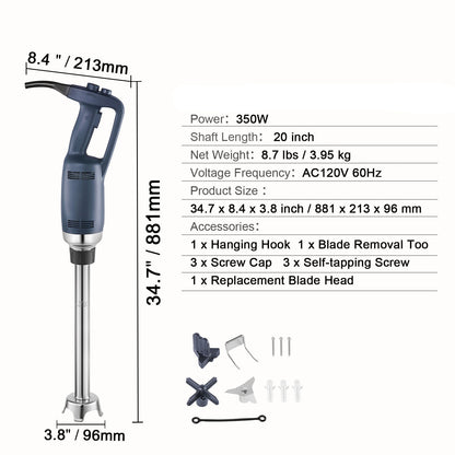 Staafmixer – Handmixer – Blender – Keukenmixer – RVS Mes – 350W Krachtige Motor – Traploze Snelheidsregeling