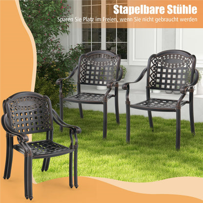Aluminium Tuinstoelen Set – Tuinstoel Met Armleuning – Stapelbare Tuinstoelen – Balkon Stoelen – Patio Stoelen – Weerbestendig Aluminium – Stapelbaar & Ruimtebesparend