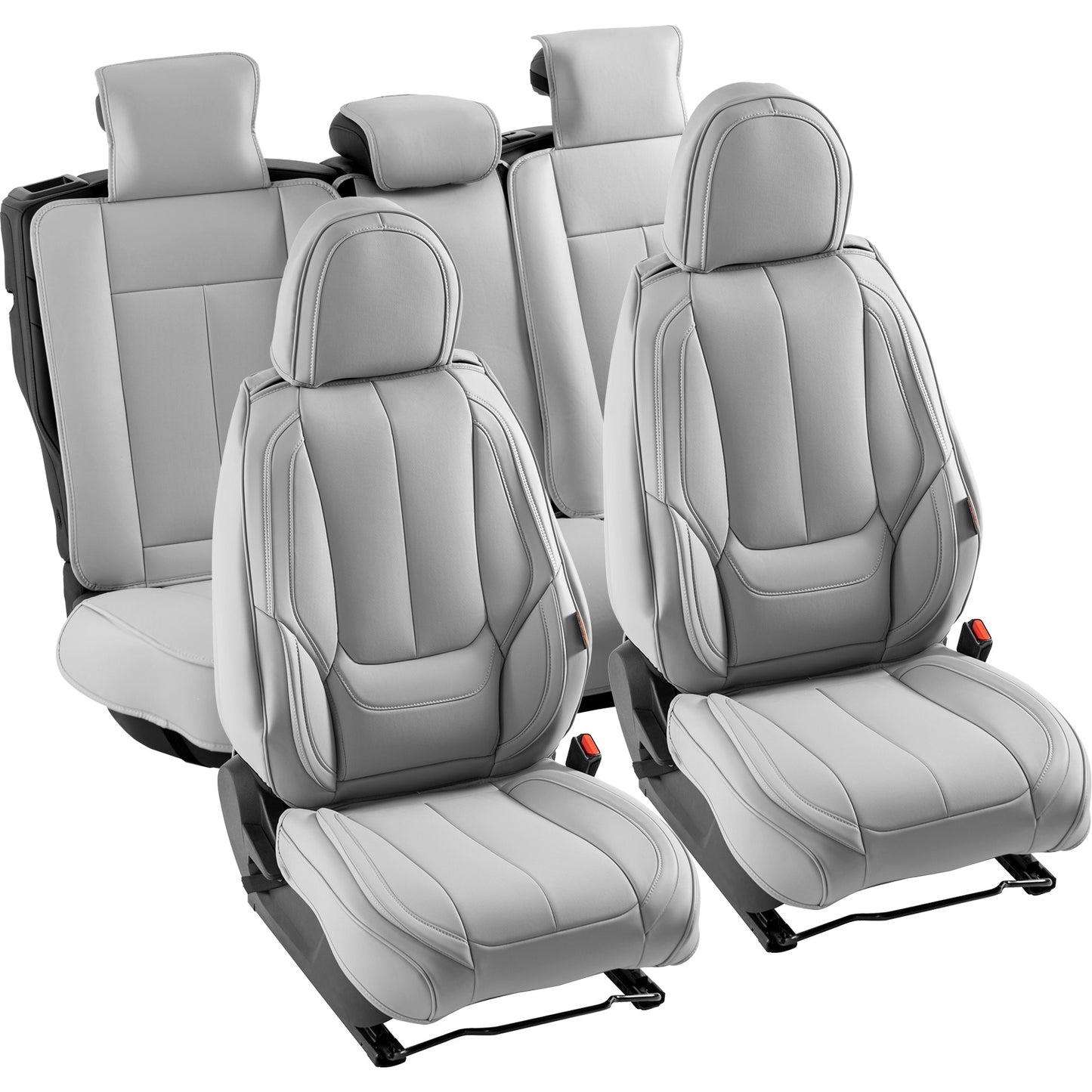 Universele Autostoelhoezen – Zittinghoezen – Stoelhoezen – Beschermhoezen – Autostoelbekleding – Grijs Kunstleer – Airbag Compatibel – Ademend & Waterafstotend