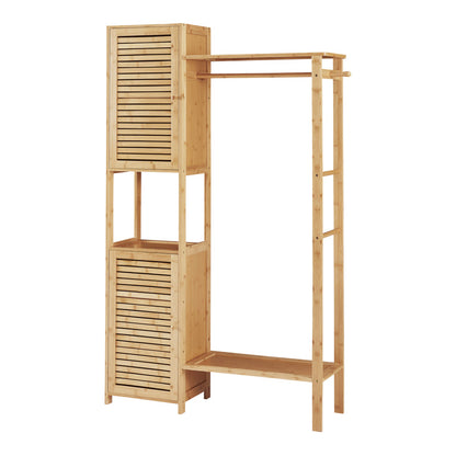 Kledingrek – Garderoberek – Kledingstang – Dressboy – Opbergkast – Bamboehout – 164x99x29 cm – Ventilatieroosters & Schoenenrek
