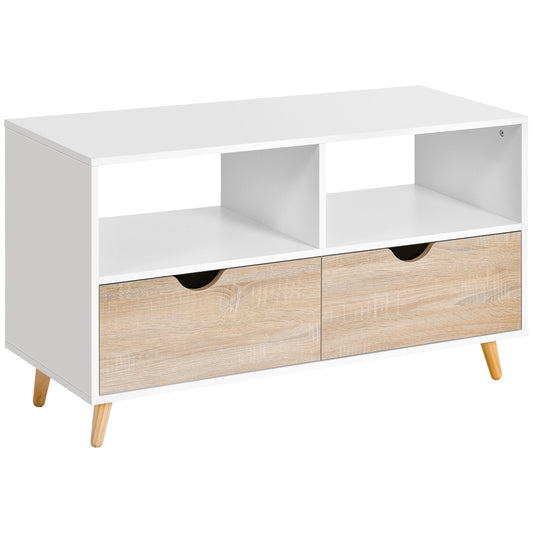 TV-meubel – TV-kast – Lowboard – Woonkamermeubel – Entertainmentmeubel – Scandinavisch design – 2 Lades – Licht Eiken Wit