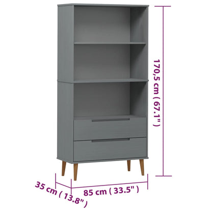 Boekenkast – Boekenrek – Opbergkast – Kantoor Kast – Wandkast – Massief Grenenhout – 85x35x170,5 cm – Scandinavisch Design