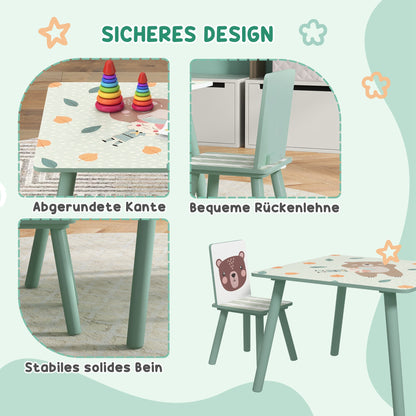 Speelset kinderstoelen met tafel – kindertafel set – kindermeubel – kinderstoeltje – kids meubel – Groen – duurzaam kunststof – veilig afgeronde hoeken