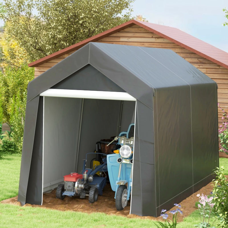 Garagetent – Opslagtent – Carport – Schuurtent – Garage Shelter – Waterafstotende Folie – Ritssluiting Deur – 2,1x3,6x2,35 m – Donkergrijs