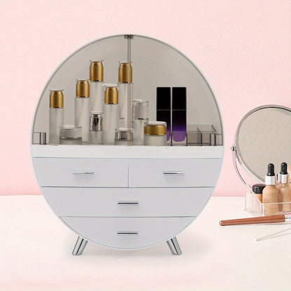 Cosmetica Organizer – Make-up Opberger – Beauty Organizer – Make-uptafel Organizer – Verzorgingsproducten Opbergdoos – 4 Lagen Met Lades – Duurzaam HIPS Materiaal – Modern Grijs-Wit Design