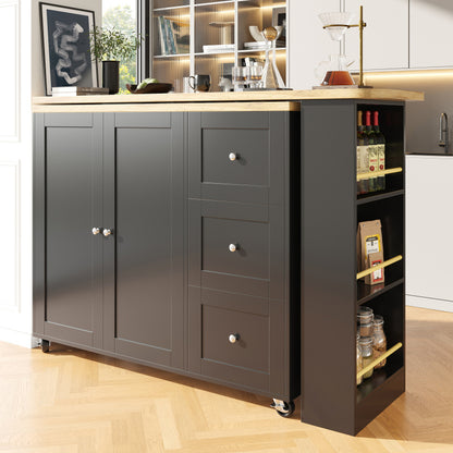 Black Standing Table with a 360-Degree Rotation, Measuring 135203 X 39 X 106 Cm, Equipped with Wheels And Three Shelves.
