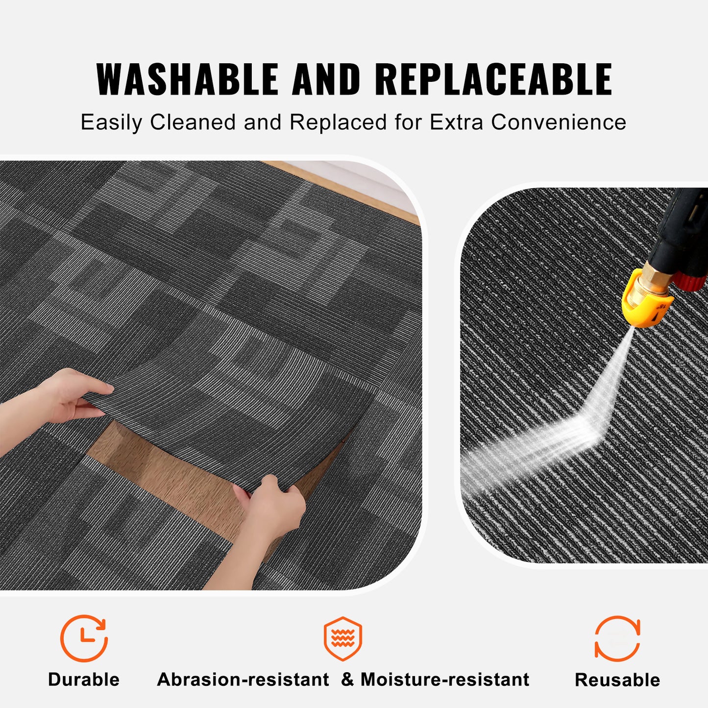 Modulaire Vloertegels – Vloerpanelen – Tapijttegels – PVC Tegels – Bekleed Tegels – Mix Grijs – 24 Tegels 60x60 cm – Zachte Padding & Eenvoudige Installatie