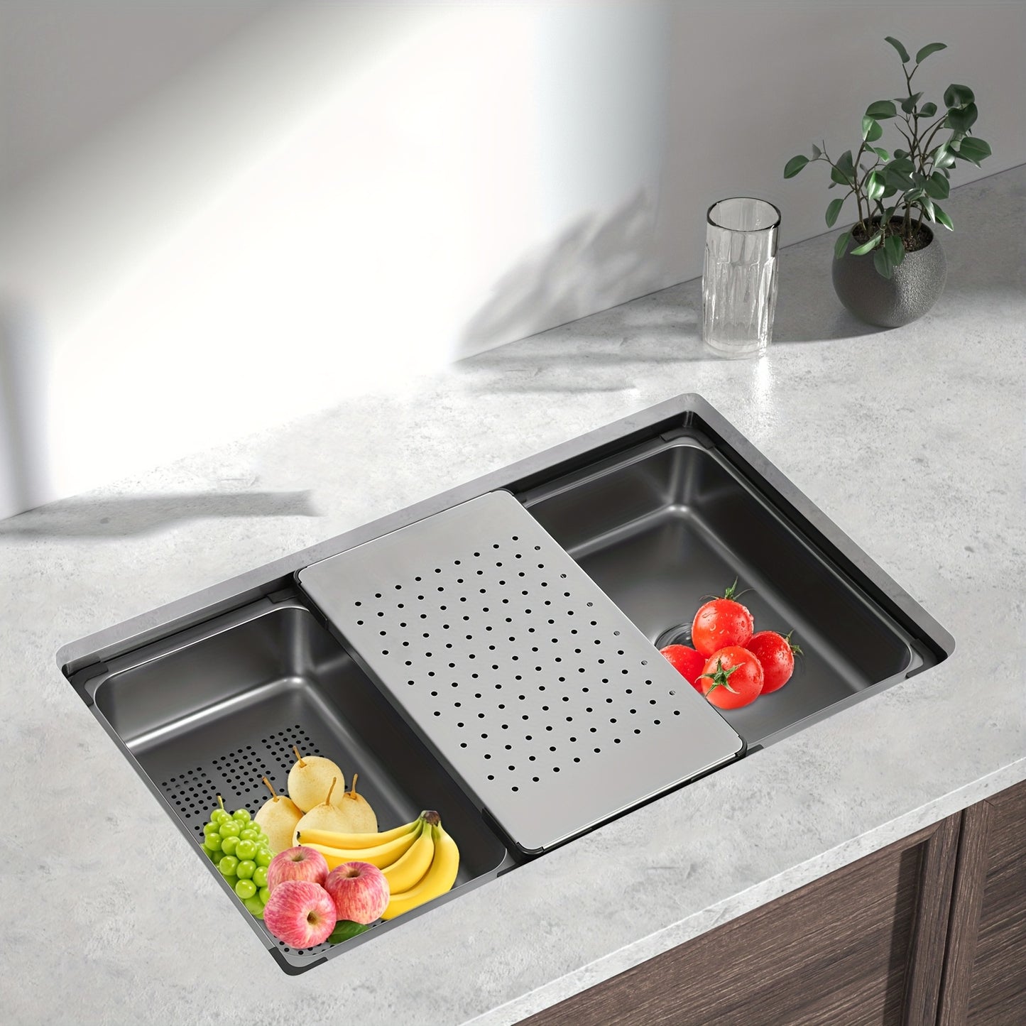 Keukenwerkblad Spoelbak – RVS Spoelbak – Enkele Spoelbak – Onderbouw Spoelbak – Werkstation Spoelbak – Silvery Kleur – Duurzaam Roestvrij Staal – Modern Rechthoekig Design