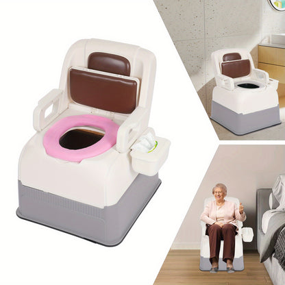Bedside Commode Stoel – Toiletstoel – Commodestoel – Toiletkruk – Ziekenhuisstoel – Bruin – Stevige PP & PU Materiaal – Vrijstaand en Compact