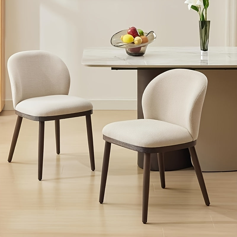Eetkamerstoelen – Stoelen – Dinersstoelen – Zitmeubelen – Design Stoelen – Set van 2 Beige/ Zwart – Ergonomische Rugleuning – Stevige Houten Poten & Gemakkelijk Schoon Te Maken Stoffering