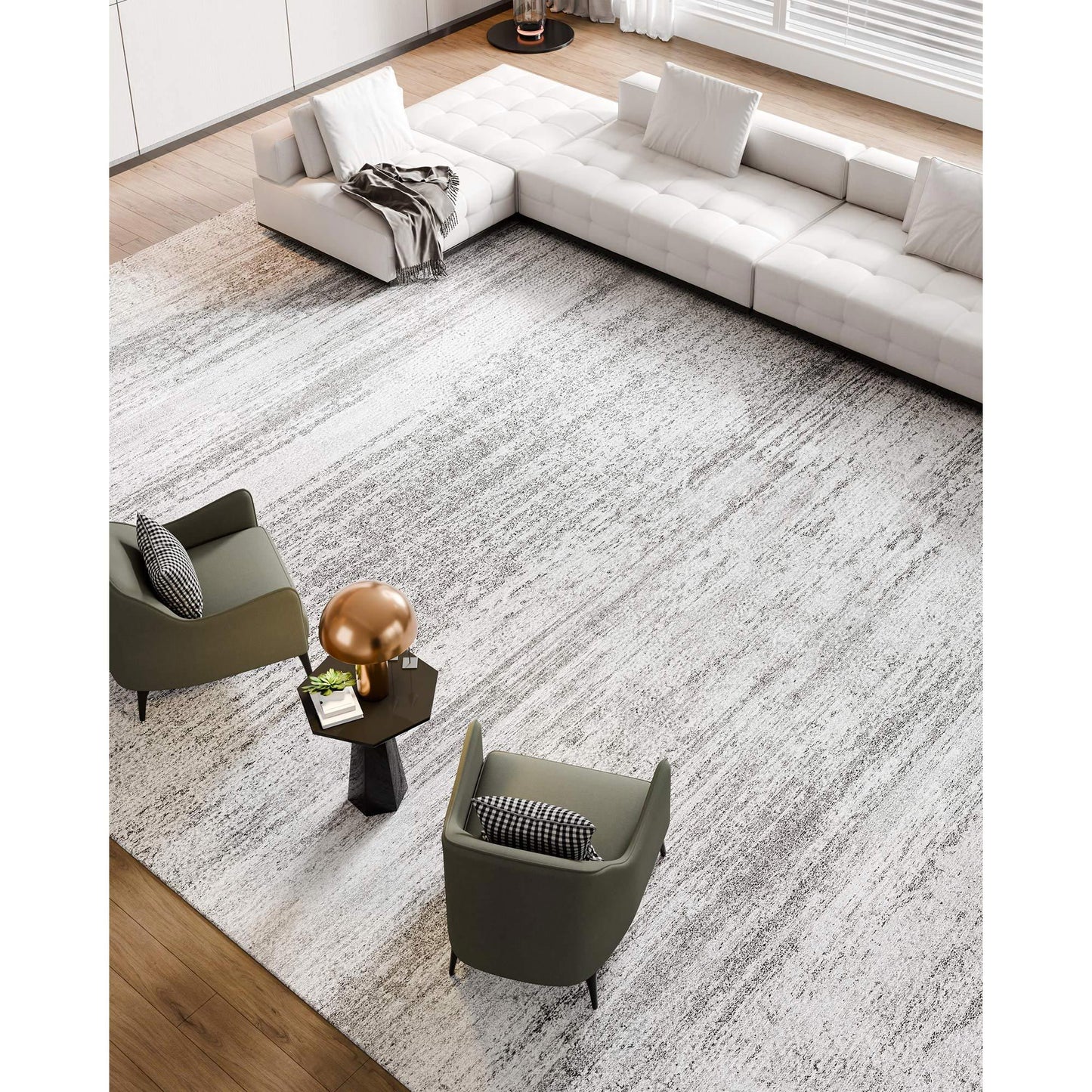 Vloerkleed – Tapijt – Lopertapijt – Karpet – Interieurkleed – Modern Grijs – Groot Formaat 300x420 cm – Anti-Slip en Scheurvast Polyester