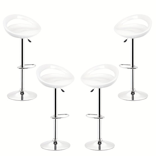 4-Pack Adjustable Height ABS Stools (55-75cm) - Sturdy Hard Seat & Chrome Legs | Space-Saving Set, Rustic Style, No Electricity Needed, Easy Assembly, Durable & Stylish for Home, Office, or Bar Use, Stools for Sitting, Office