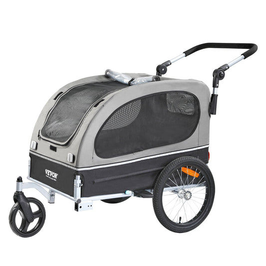 Hondenfietskar – Hondenkar – Hondenbuggy – Hondentrailer – Wandelwagen – 2-in-1 Fiets- en Wandelkar – Draagvermogen 40 kg – Verstelbare Duwstang