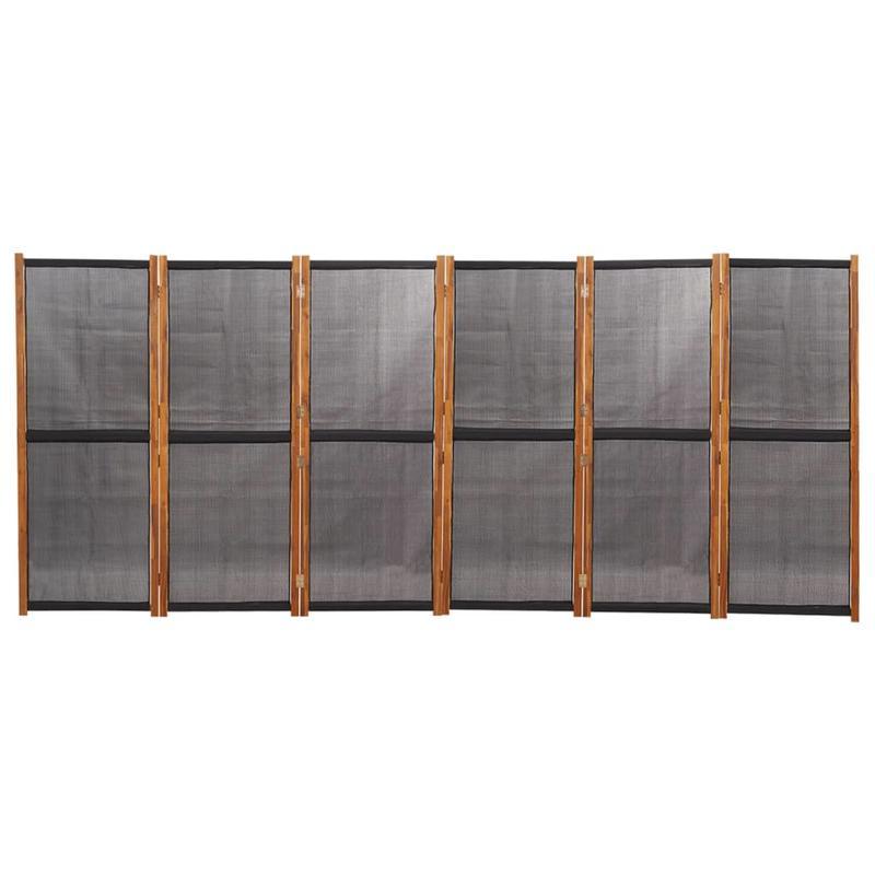 Kamerscheider – Ruimteverdeler – Scheidingswand – Kamerverdeler – 6 Panelen Zwart – 420x180 cm – Hout – Flexibel & Duurzaam