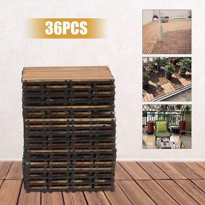 Vlondertegels – Tuintegels – Terrastegels – Balkonvloeren – Kliktegels – Kunststof Houtlook – 36 Stuks 30,3x30,3 cm – Waterdicht Met Drainagesysteem