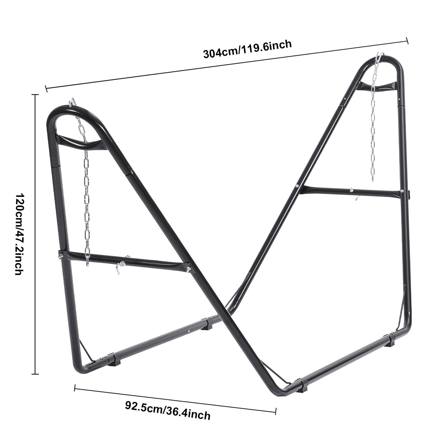 Hangmatstandaard – Hangmat Frame – Tuinstandaard – Metalen Standaard – Vrijstaande Ophanging – Verstelbare Kettingen – Gepoedercoat Staal – Draagvermogen 250 kg