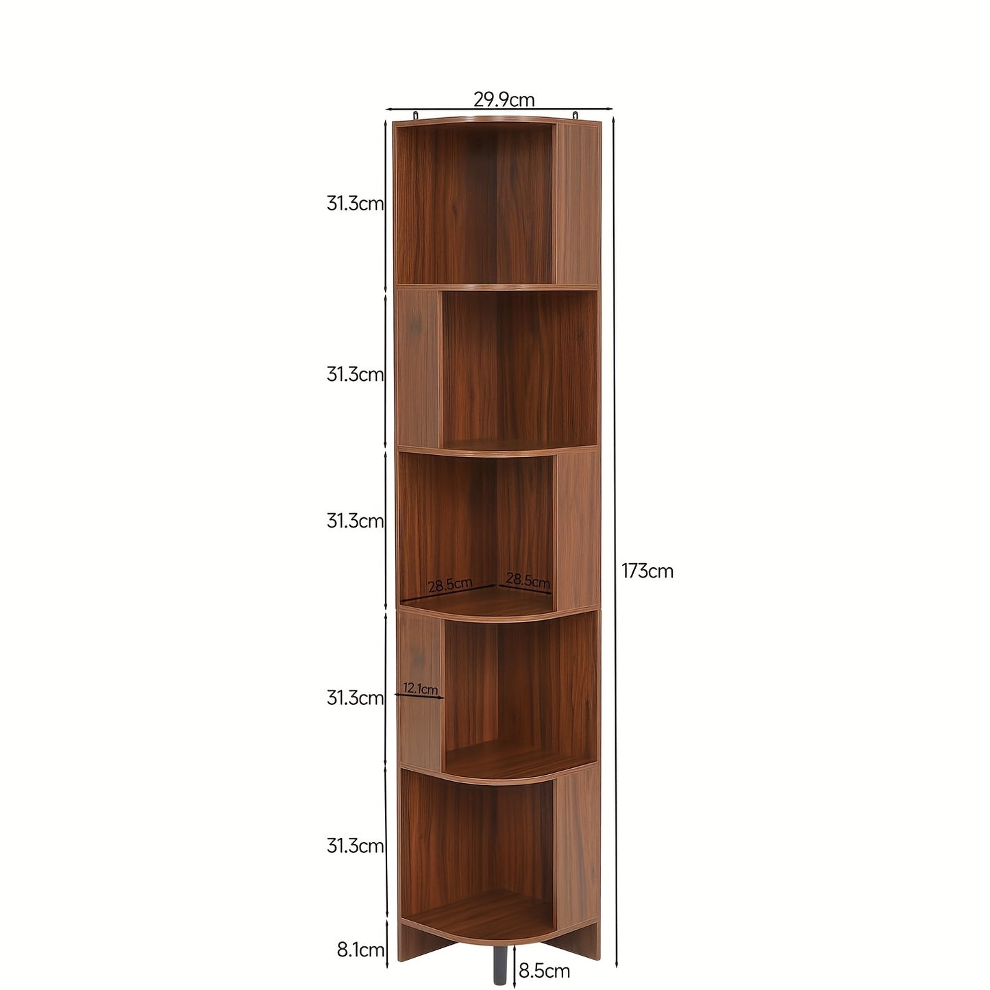 5-Laags Boekenkast – Vakkenkast – Opbergkast – Plankrek – Vrijstaande Rek – Modern Design – 68,58 cm Hoog – Bruin Houtenlook