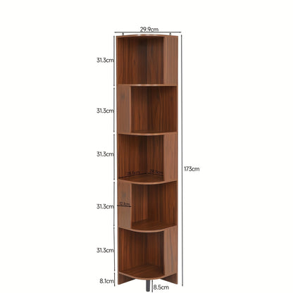5-Laags Boekenkast – Vakkenkast – Opbergkast – Plankrek – Vrijstaande Rek – Modern Design – 68,58 cm Hoog – Bruin Houtenlook