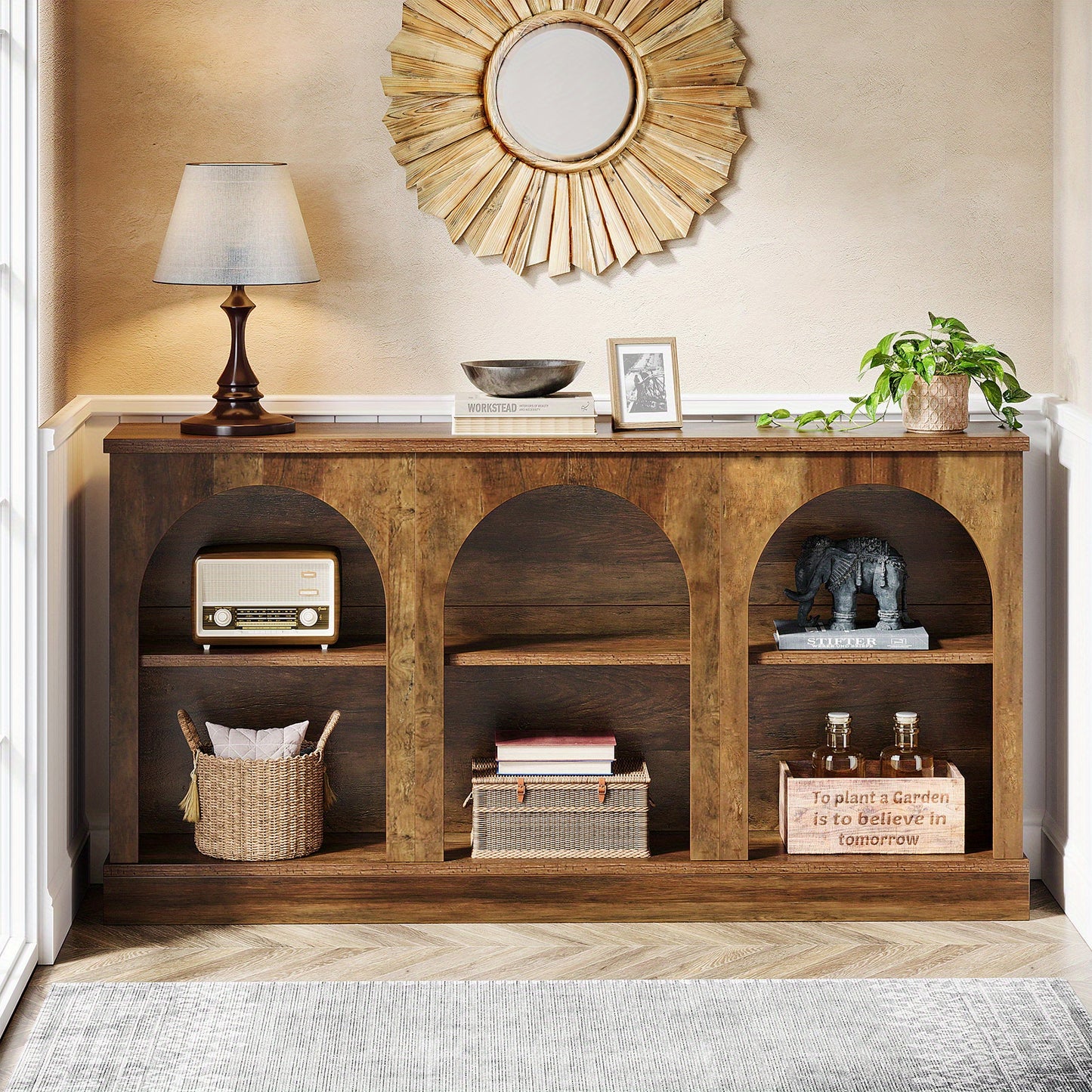 Sidetable – Wandtafel – Sofa tafel – Hal tafel – Tv-meubel – Industrieel design – 160 cm breed – Hoogwaardig MDF met houtfineer