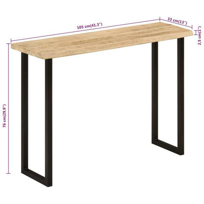 Consoletafel – Sidetable – Bureau – Bijzettafel – Telefoontafel – Massief Mangohout – Natuurlijke Boomrand 105x33x76 cm