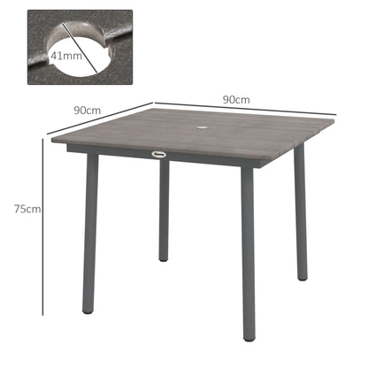 Tuintafel – Buiten tafel – Terrastafel – Eettafel – Loungtafel – Donkergrijs – Weerbestendig Aluminium – Parasolgat 90x90x75 cm