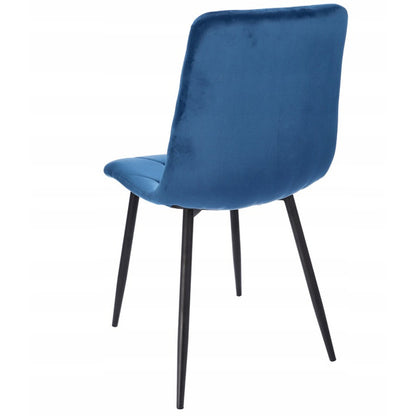 Eetkamerstoel – Stoel – Kuipstoel – Vergaderstoel – Zwart Metalen Poot – Set Van 2 – Navy Blauw – Velvet Bekleding – Hoge Rugleuning – Maximaal 130 kg Draagvermogen
