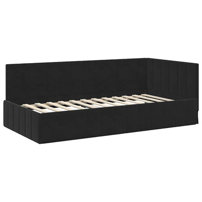 Bedframe – Bedombouw – Slaakader – Logeerbed – Houten Bed – Fluwelen Hoofdbord – 80x200 cm – Stevig Spaanplaat Frame