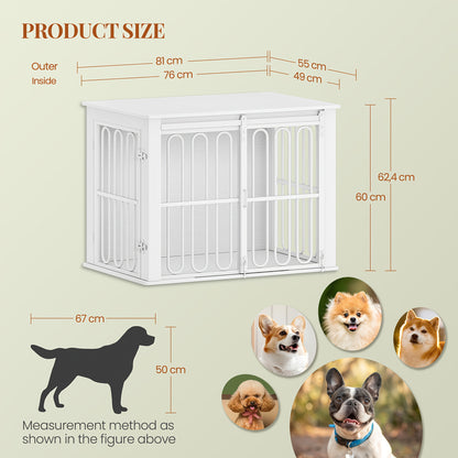 Hondenbench – Hondenkooi – Hondenhok – Hondenbox – Hondenhuis – Dubbeldeurs Met Schuifdeur – Hout En Metaal – 55x81x62 cm – Voor Kleine En Middelgrote Honden