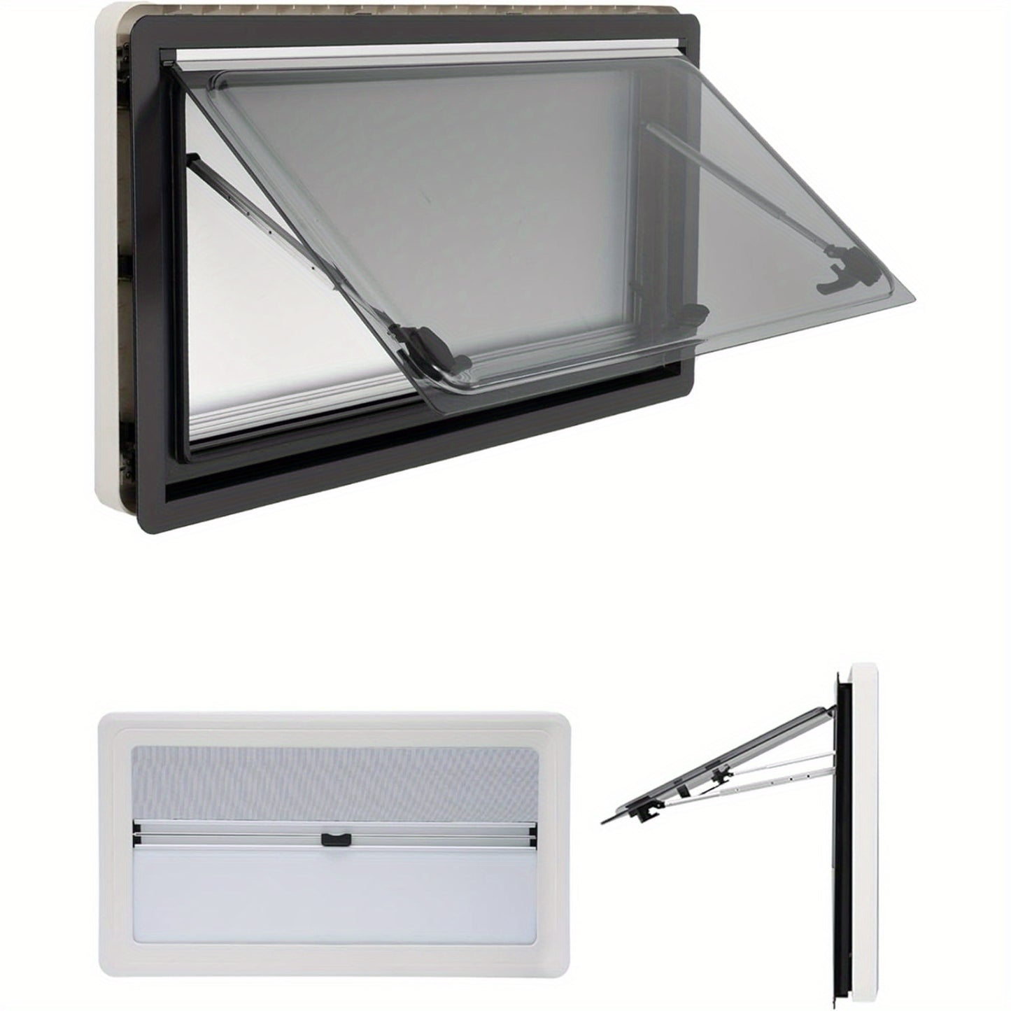 Camperraam – Motorhome Raam – Caravanraam – Campervenster – Buitenraam – 900x500 mm – Aluminium Frame Met Insectenhor En Rolgordijn